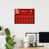 Pioenrood Chinees Trouwstoelenschema Poster (Thuiskantoor)