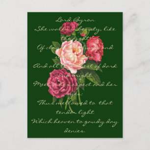  pioenroos bloemen Lord Byron liefde gedicht Aankondigingskaart