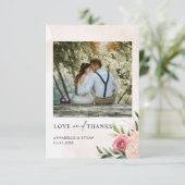 Pioenroos en Goud Folie Bloeiende Trouw Dankkaart Bedankkaart (Staand voorkant)