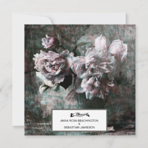 *~* pioenroos Flower Art AR23 QR RSVP BRUILOFT Kaart