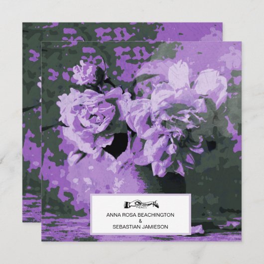 *~*  pioenroos Flower Art QR RSVP AR23 BRUILOFT Kaart (Voorkant / Achterkant)