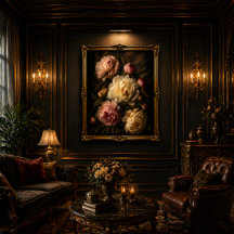 Pioenroos Vintage Botanische Muurkunst