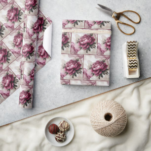 pioenroze alcoholinkt cadeaupapier