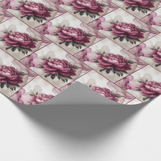 pioenroze alcoholinkt cadeaupapier (Hoek)