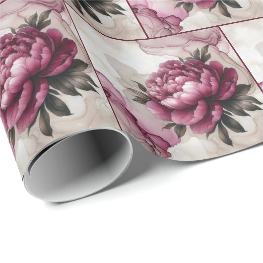 pioenroze alcoholinkt cadeaupapier (Rol Hoek)