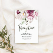 Pioenroze bordeaux bloemenbruiloft informatiekaartje