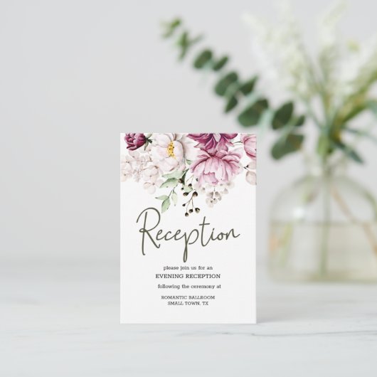 Pioenroze bordeaux bloemenbruiloft informatiekaartje (Staand voorkant)