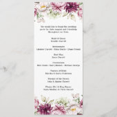 Pioenroze Bourgondië Floral bruiloft programma (Achterkant)