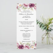 Pioenroze Bourgondië Floral bruiloft programma (Staand voorkant)