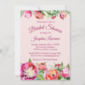 Pioenrozen Bloemen Bruidsdouche Uitnodigingen (Voorkant)