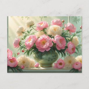 Pioenrozen bloemen stilleven briefkaart