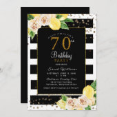 Pioenrozen Citroenen 70 Verjaardagsuitnodiging Zwa Kaart (Voorkant / Achterkant)