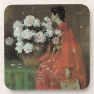 Pioenrozen door William Merritt Chase, Vintage Fin Bier Onderzetter