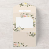 Pioenrozen en Anemonen bloeiende Trouwbloosems All In One Uitnodiging (Buitenkant)