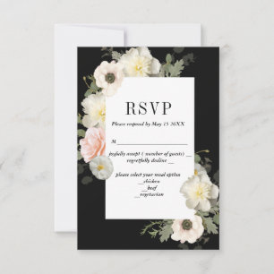 Pioenrozen en Anemonen Romantische RSVP Kaart