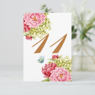 Pioenrozen en Hortensia Tafelkaart Nr 11 RSVP Kaartje