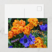 Pioenrozen Tulpen & Anemoon Verjaardagsansichtkaar Briefkaart (Voorkant / Achterkant)