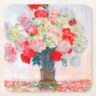 Pioenrozen van Monet Vierkante Kartonnen Onderzetter