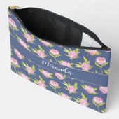 Pioenrozenpatroon met aangepaste naam Groot Etui (Open)