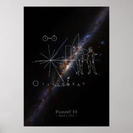 Pioneer 10 plaque & Milky Way Melkwegstelsel panor Poster
