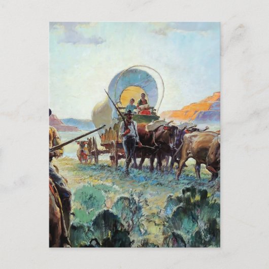 "Pioneers" Western Art by Herbert M Stoops Briefkaart (Voorkant)