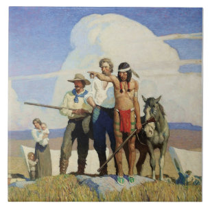 Pioneers Westerne kunst door NC Wyeth Tegeltje