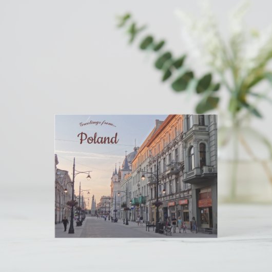 Piotrkowska Street in Dusk in Lodz Polen Briefkaart (Staand voorkant)