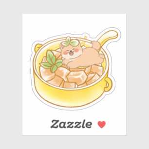 Piou de Shiba-hond in een Kawaii Soepkom Sticker