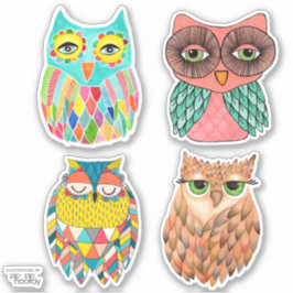 Pip Hoor Uilen Illustratie Art Vinyl Sticker