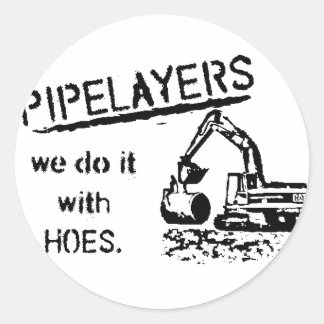 Pipelayer w / meisje zittend op pijp ronde sticker