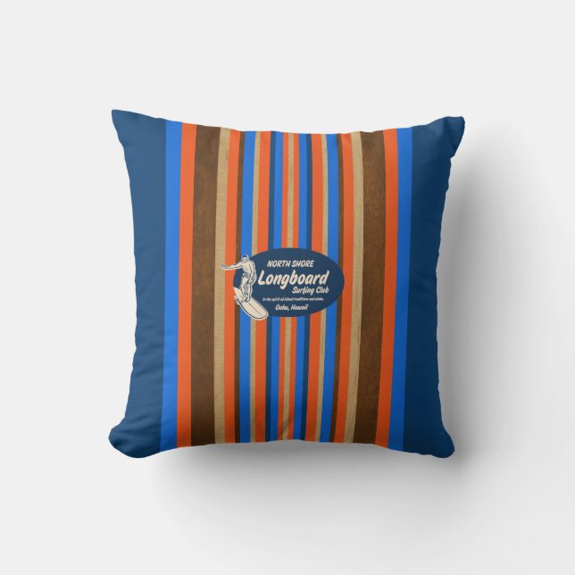 Pipeline Hawaii Surfer Coussin Carré réversible (Recto)