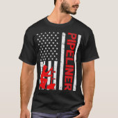 Pipeliner Amerikaanse vlagpijpleiding lasser Pr T-shirt (Voorkant)