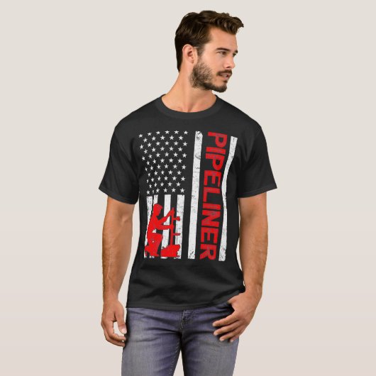Pipeliner Amerikaanse vlagpijpleiding lasser Pr T-shirt (Voorkant volledig)