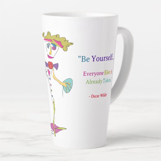 'Piper' - "Be Yourself" (O. Wilde) Latte Mug Rev. (Angle droit)