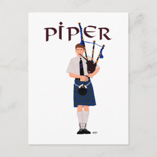 PIPER Blauw Geruit Briefkaart