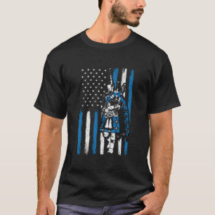 Piper op Amerikaanse vlag doedelzak speler T-shirt