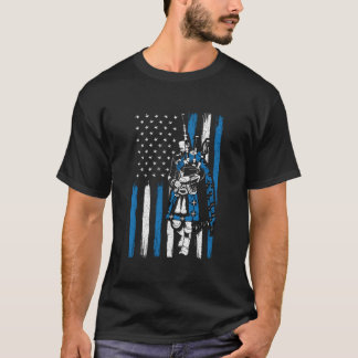 Piper op Amerikaanse vlag doedelzak speler T-shirt