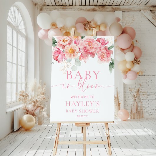 Piper Peony Baby En Fleur Douche Affiche de bienve