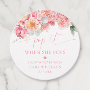 Piper Peony Bloemen Baby shower Pop Het Bedankjes Labels
