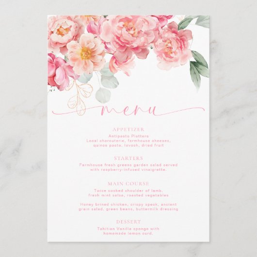 Piper Peony Floral Menu & Dank u (Voorkant)