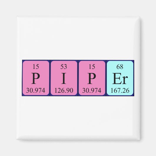 Piper periodieke table name magnet magneet (Voorkant)