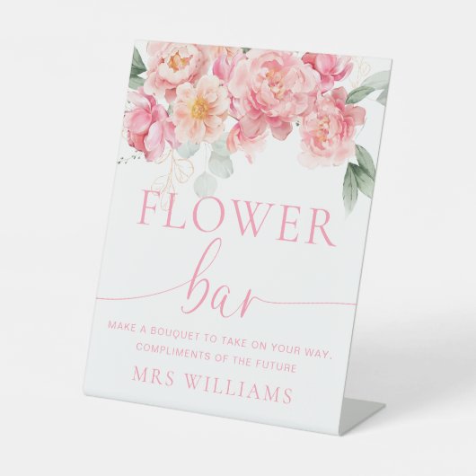 Piper Pioen Bloemen Bloem Bar Reclamebord Met Voetstuk (Voorkant)