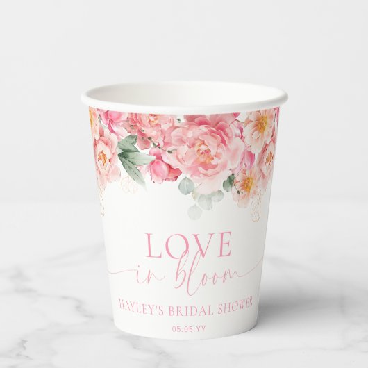 Piper Pioen Bloemen Liefde In Bloom Vrijgezellenfe Papieren Bekers (Achterkant)