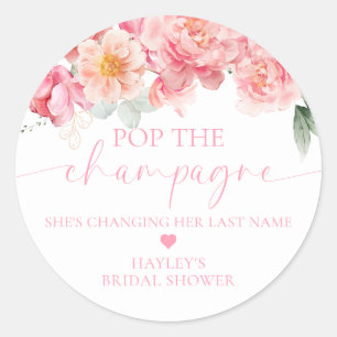 Piper Pioen Bloemen Pop de Champagne Vrijgezellenf Ronde Sticker