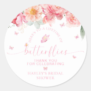 Piper Pioen Vlinder Bruidsfeest Favor Ronde Sticker