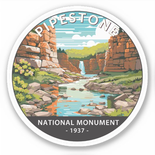 Pipestone Nationaal Monument Minnesota Circle Sticker (Voorkant)