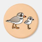 Piping Plover met kuiken Magneet (Voorkant)