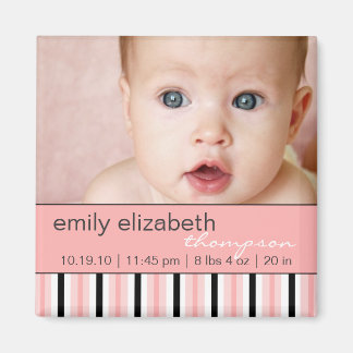 Pippy Pink Stripe Baby Photo Magnet