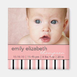 Pippy Roze Stripe Baby Magnet Magneet