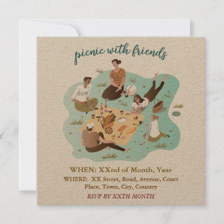 Pique-nique avec des amis Illustration Invitation 